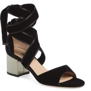 Valentino Velvet Lace Up Ankle Wrap Sandals